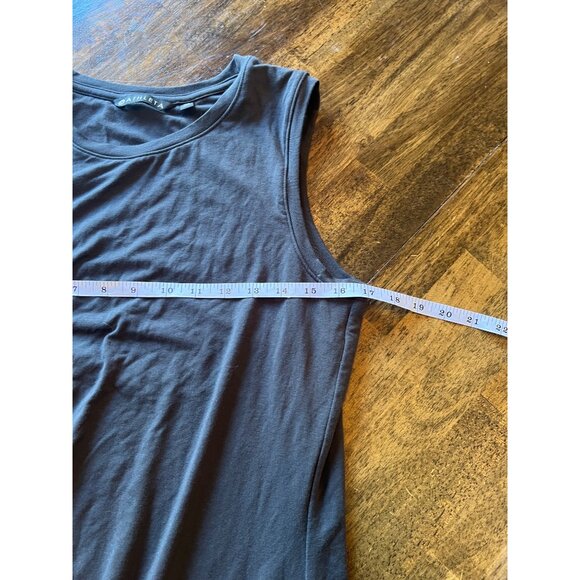 Athleta Side Rushed Grey Sleeveless Midi Length Dress Size Medium Tall - Picture 7 of 9
